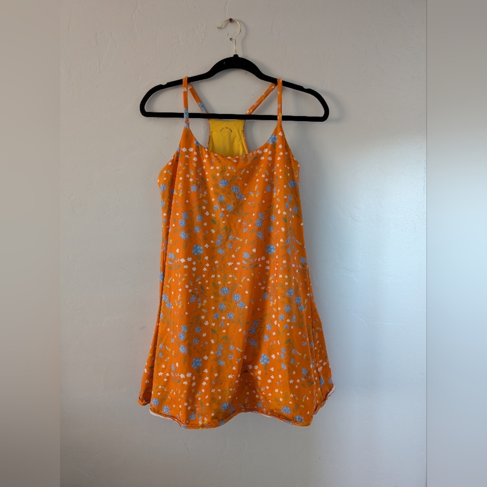 Women’s Orange Floral One-Piece Swim Dress